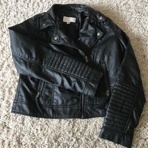 Black Faux Leather Moto Jacket
